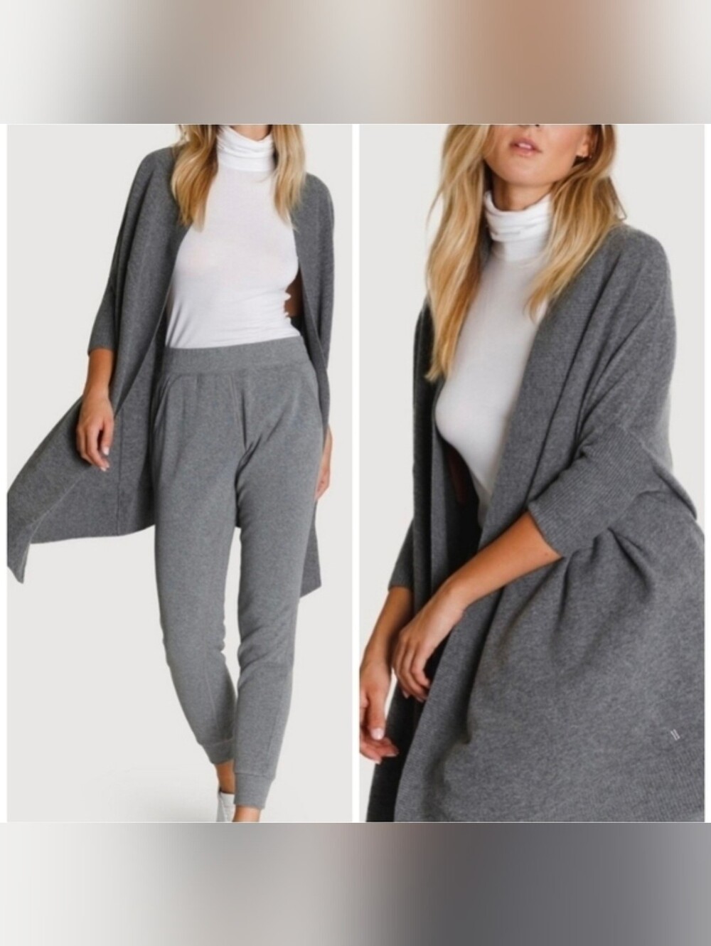 Kit and Ace Cashmere Merino Wool Gray Comforter Wrap Cardigan Sweater